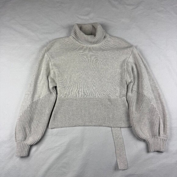 Beige Botany Light Gray Open-Back Balloon Sleeve Sweater Size S - Picture 1 of 6